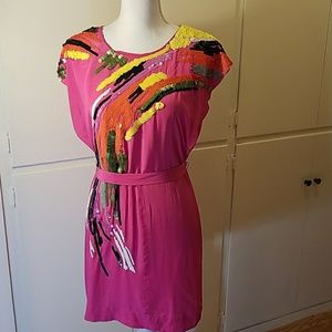 Yoana Baraschi dress pink with sequin detail